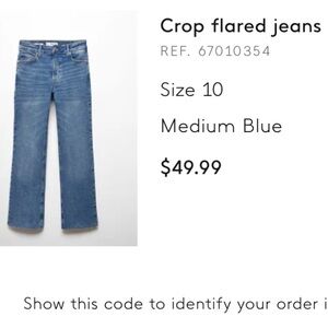 NWOT crop mango flare jeans